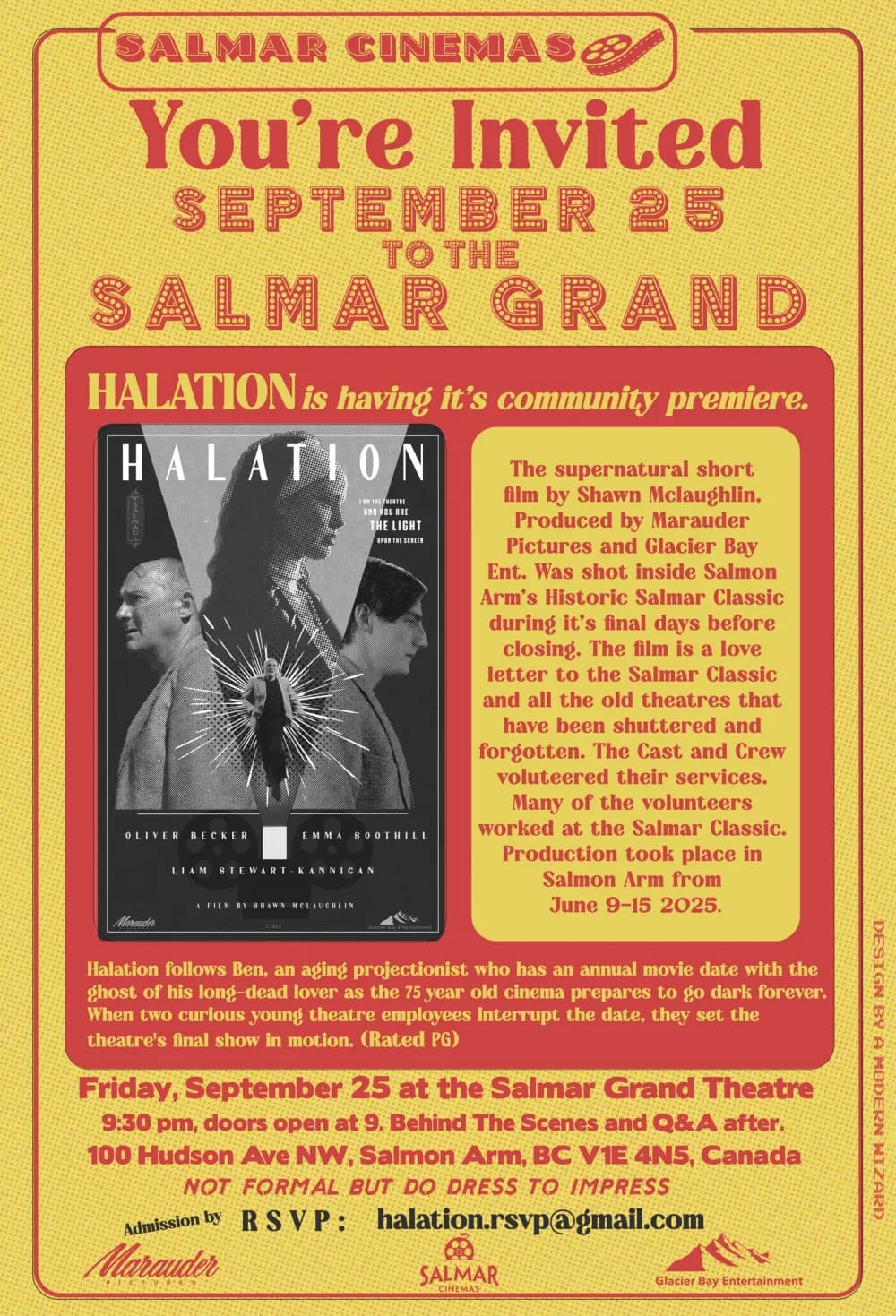 Invitation to the HALATION premiere at the Salmar Grand, 25 September