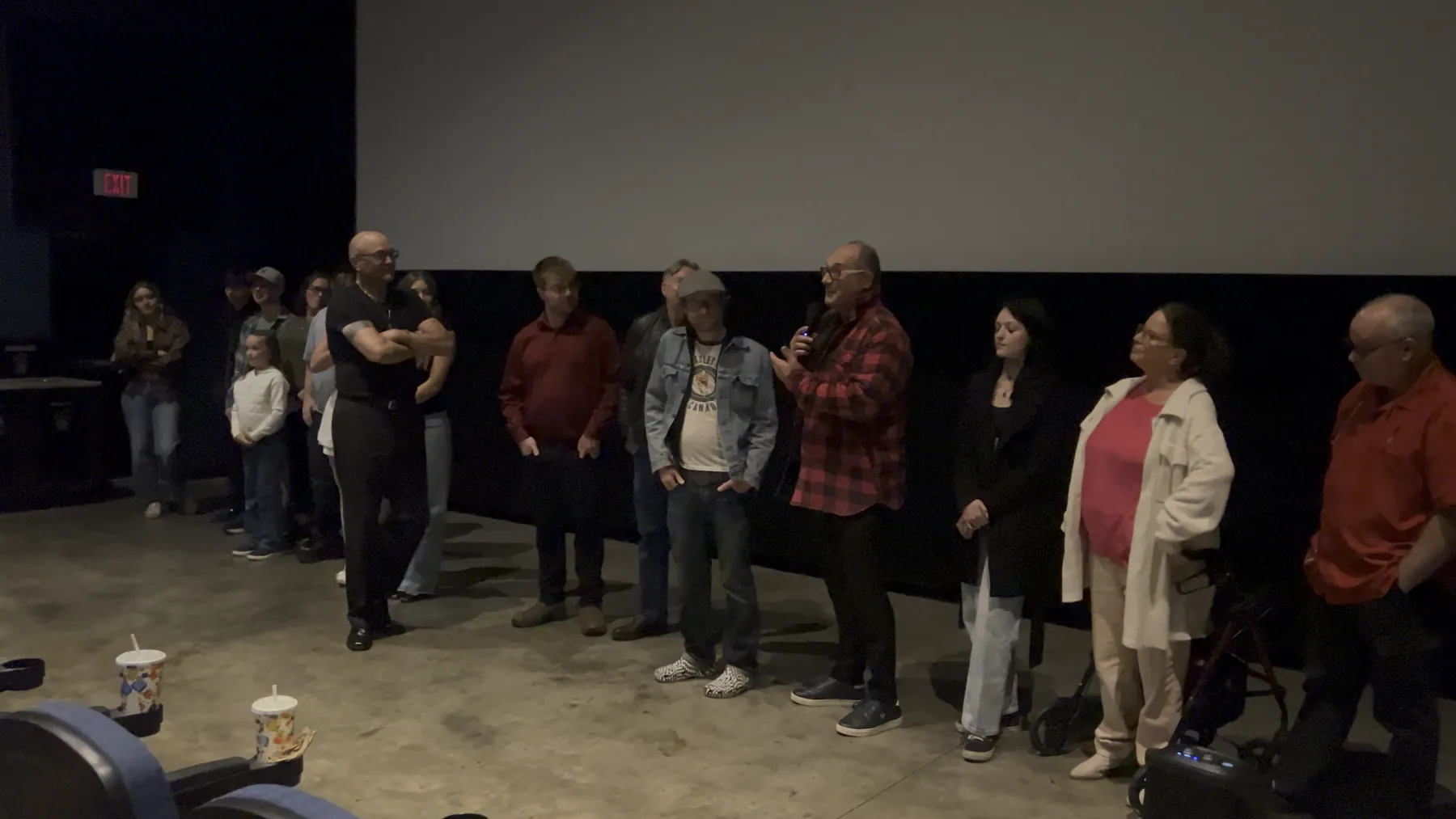 Cast and crew line up for the Q&A