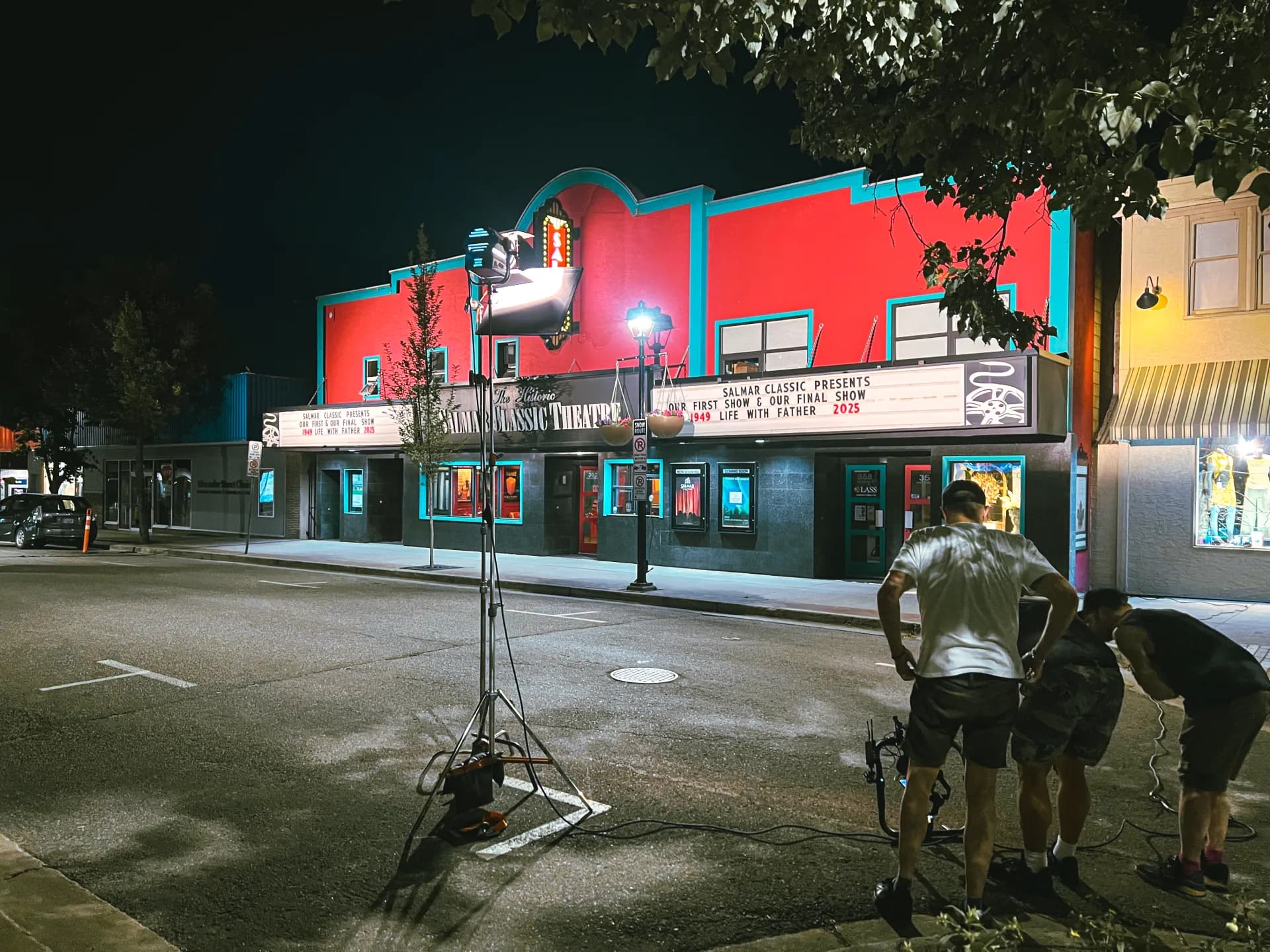 The Salmar Classic marquee lit up at night during filming